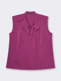Piazza Italia Top con fiocco al collo, vestibilità regular - Vinaccia Rosso Online