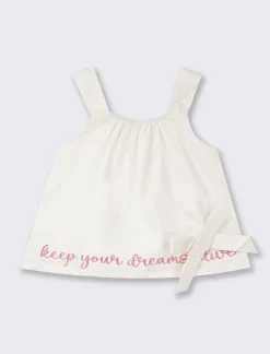 Piazza Italia Top con fiocco e stampa brillantinata - Bianco Sale