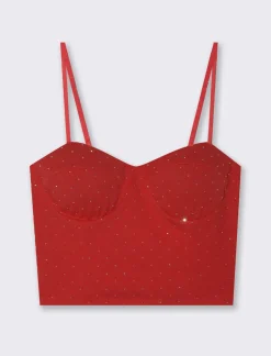 Piazza Italia TOP CON STRASS - Rosso Discount