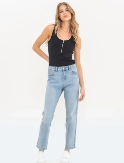 Piazza Italia Top con zip da donna - Nero Cheap