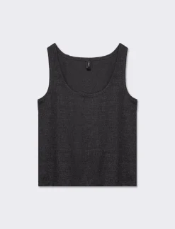 Piazza Italia Top elastico con isnerti filo effetto metallizzato - Nero Flash Sale