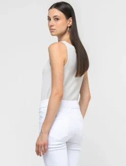 Piazza Italia Top elastico con isnerti filo effetto metallizzato - Avorio Beige Best