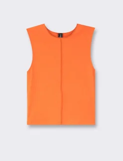 Piazza Italia Top elastico slim basic smanicato girocollo - Arancio Arancione Hot