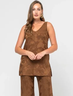 Piazza Italia Top elatsico vestibilità regular e lavorazione jaquard - tabacco Marrone Online