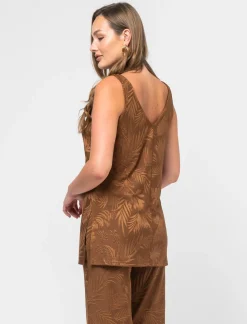 Piazza Italia Top elatsico vestibilità regular e lavorazione jaquard - tabacco Marrone Online