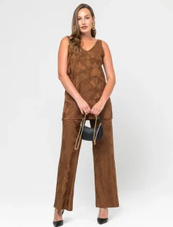 Piazza Italia Top elatsico vestibilità regular e lavorazione jaquard - tabacco Marrone Online