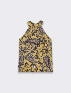 Piazza Italia Top halter neck stampato da donna - Senape Giallo Cheap