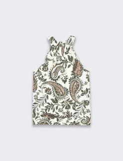 Piazza Italia Top halter neck stampato da donna - Ve.milit. Verde Clearance