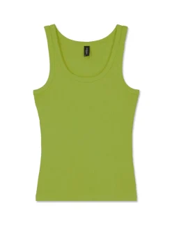 Piazza Italia Top in cotone elastico, lavorazione a coste vestibilità slim - pistacchio Verde Discount