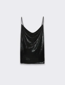 Piazza Italia Top in lurex con scollo vulcano e bretelline - Nero Best