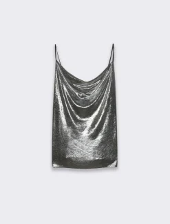 Piazza Italia Top in lurex con scollo vulcano e bretelline - Argento Store