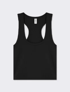 Piazza Italia Top in rib vogatore crop e slim fit - Nero Outlet