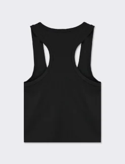 Piazza Italia Top in rib vogatore crop e slim fit - Nero Outlet