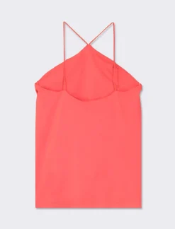 Piazza Italia Top in tessuto elastico con bretelle incrociate sul davanti - Corallo Arancione Discount