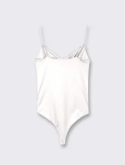 Piazza Italia Top modello body con spalline regolabili ed arriccio sul davanti e abbottonatura inferiore - latte Bianco Best