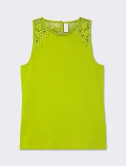 Piazza Italia Top paricollo con inserti in pizzo tombolo e goccia con bottone al dietro - pistacchio Verde Flash Sale