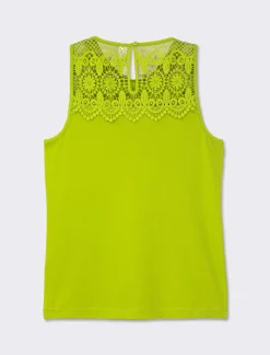 Piazza Italia Top paricollo con inserti in pizzo tombolo e goccia con bottone al dietro - pistacchio Verde Flash Sale