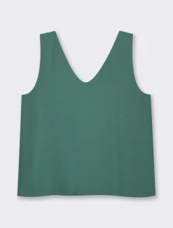 Piazza Italia Top scollo a v morbido. vestibilità regular - Verde Sale