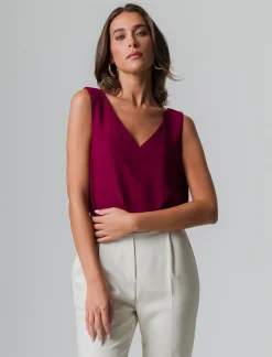 Piazza Italia Top scollo a v morbido. vestibilità regular - Vinaccia Rosso Fashion