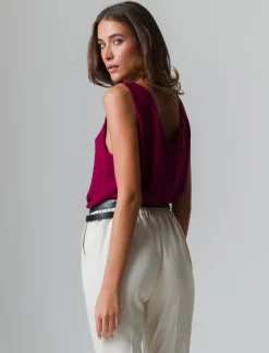 Piazza Italia Top scollo a v morbido. vestibilità regular - Vinaccia Rosso Fashion