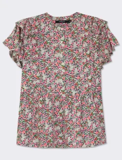 Piazza Italia Top stampato con manica volant a apertura frontale con bottoni - var 1 Cheap