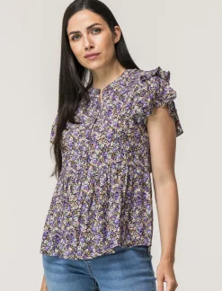 Piazza Italia Top stampato con manica volant a apertura frontale con bottoni - var 2 Sale