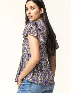 Piazza Italia Top stampato con manica volant a apertura frontale con bottoni - var 2 Sale