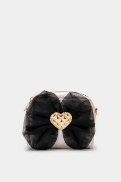 Piazza Italia Tracolla da bambina con fiocco in tulle - Nero Fashion