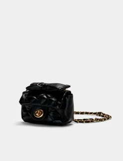 Piazza Italia Tracolla da bambina con fiocco trapuntata e catena infilata - Nero Shop