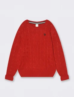 Piazza Italia Tricot tinta unita con ricamo da bambino - Rosso Flash Sale