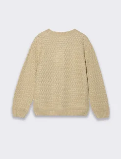 Piazza Italia Tricot tinta unita modello girocollo da bambino con lavorazione a intrecci - Beige Online