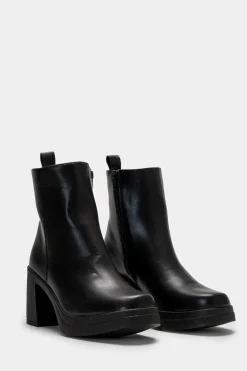 Piazza Italia Tronchetto con punta quadrata e zip interna - Nero Outlet