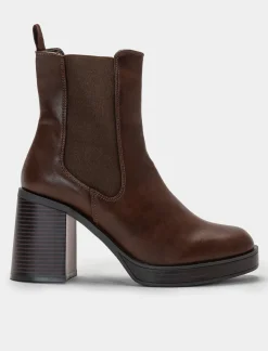 Piazza Italia Tronchetto con punta quadrata e fasce elastiche laterali - Marrone Hot