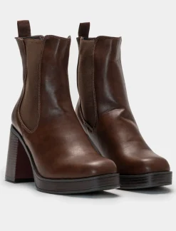 Piazza Italia Tronchetto con punta quadrata e fasce elastiche laterali - Marrone Hot