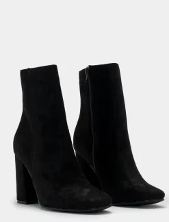 Piazza Italia Tronchetto punta quadrata in microfibra - Nero Best Sale