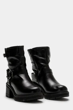 Piazza Italia Tronchetto stile biker con fibbia e dettagli metallici. - Nero Online