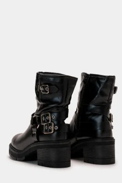 Piazza Italia Tronchetto stile biker con fibbia e dettagli metallici. - Nero Online