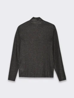 Piazza Italia T-shirt a collo alto con filo effetto metallizzato vestibilità slim - Nero Store