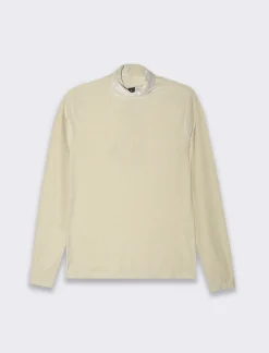Piazza Italia T-shirt a collo alto con filo effetto metallizzato vestibilità slim - Avorio Beige Sale