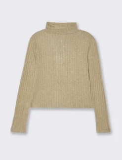 Piazza Italia T-shirt a collo alto e manica lunga e tessuto lavorato a coste - Cammello Hot