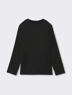 Piazza Italia T-shirt a manica lunga in cotone con stampa davanti - Nero Sale