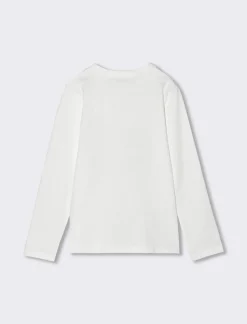 Piazza Italia T-shirt a manica lunga in cotone con stampa davanti - sporco Bianco Sale