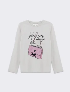 Piazza Italia T-SHIRT BAMBINA MANICA LUNGA CON STAMPA - Bianco sporco Best Sale