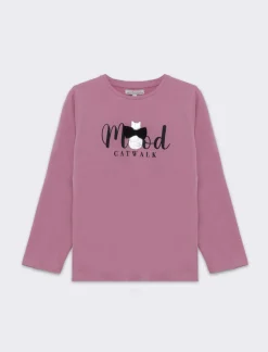 Piazza Italia T-SHIRT BAMBINA MANICA LUNGA CON STAMPA - Rosa Shop