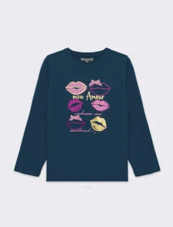 Piazza Italia T-SHIRT BAMBINA MANICA LUNGA CON STAMPA - Verde Flash Sale