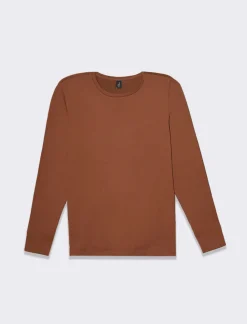 Piazza Italia T-shirt basica a manica lunga con spacco sul polsino - Marrone Shop