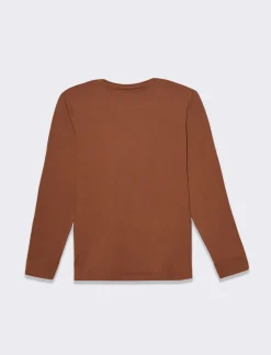 Piazza Italia T-shirt basica a manica lunga con spacco sul polsino - Marrone Shop