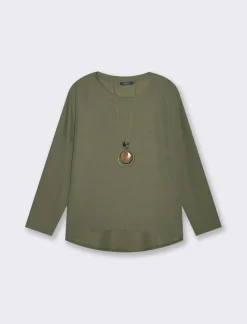 Piazza Italia T-shirt basica manica lunga giro collo da donna - Ve.milit. Verde Sale