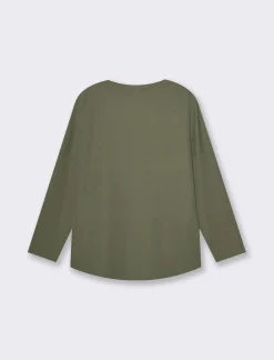 Piazza Italia T-shirt basica manica lunga giro collo da donna - Ve.milit. Verde Sale