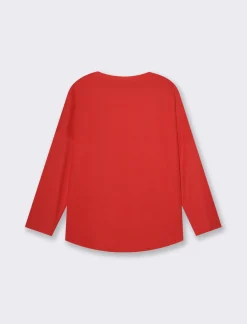 Piazza Italia T-shirt basica manica lunga giro collo da donna - Bordeaux Rosso Sale